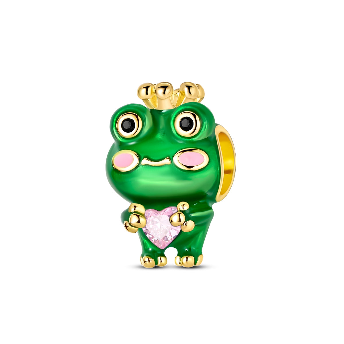 Cute Frog Hugging Heart Charm