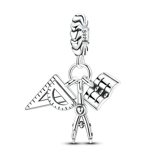 Ruler, Book and Compass 3-in-1 Charm