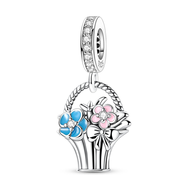 Spring Flower Basket Hanging Charm
