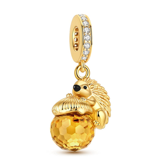 Gold-Tone Hedgehog and Hazelnut Charm