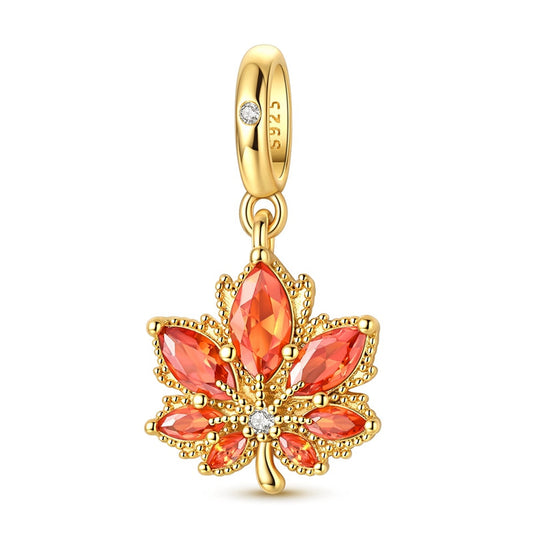 Golden Sparkling Maple Leaf Charm
