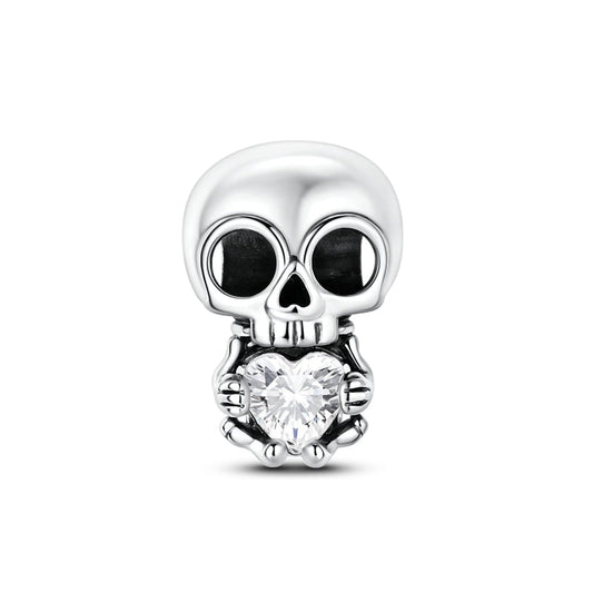 Chibi Skeleton Holding Heart Charm