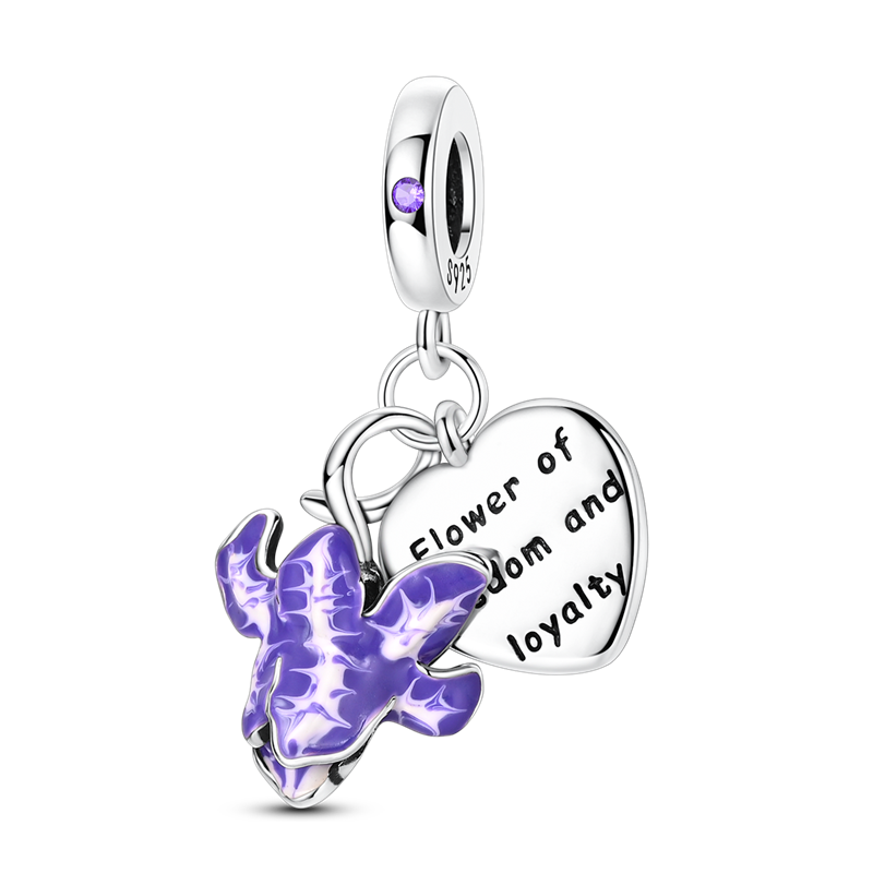 Iris Flower Heart 2-in-1 Charm