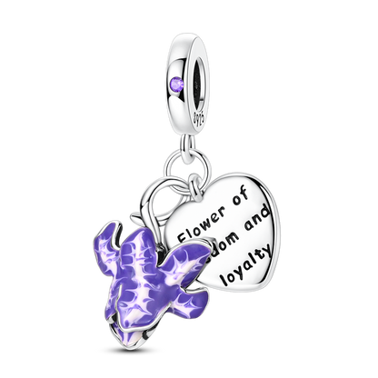 Iris Flower Heart 2-in-1 Charm