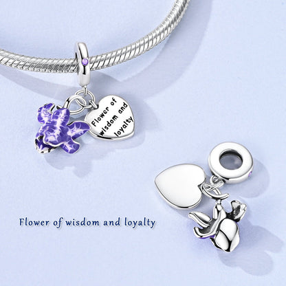 Iris Flower Heart 2-in-1 Charm