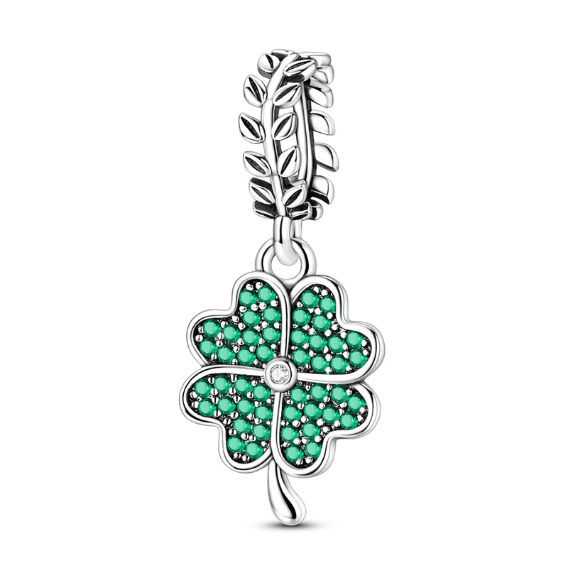 Sparkling Four-Leaf Clover Charm