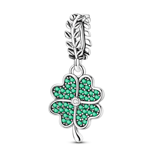Sparkling Four-Leaf Clover Charm