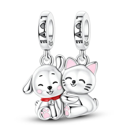 Magnetic Cat and Dog Hug Charm