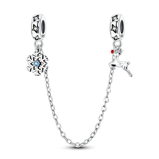 Snowflake Reindeer Silicone Stopper Safety Chain