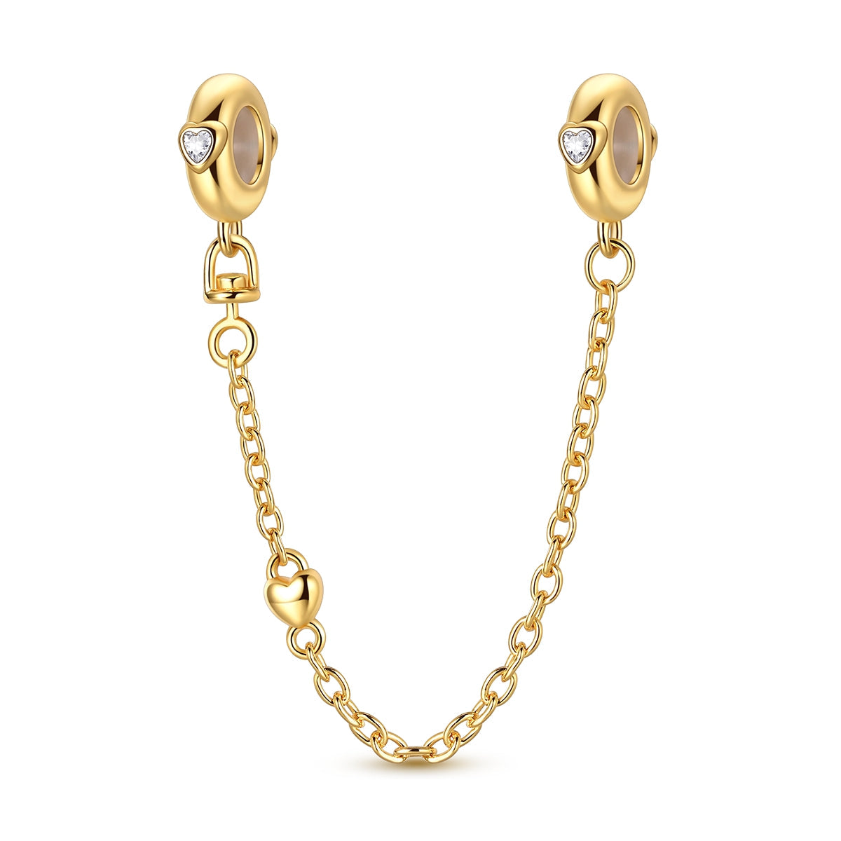 Golden Peach Heart Rubber Plug Safety Chain