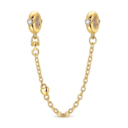 Golden Peach Heart Rubber Plug Safety Chain