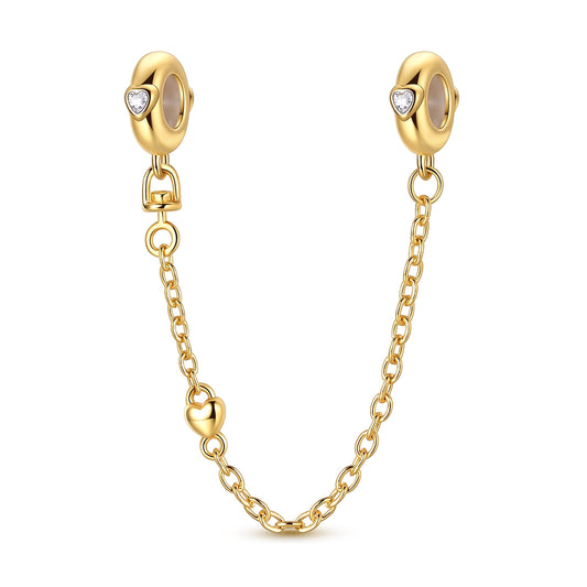 Golden Peach Heart Rubber Plug Safety Chain