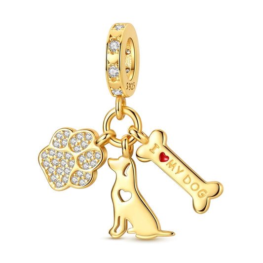 Gold Dog Bone Charm