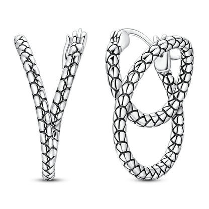 Snake Bone Pattern Curved Earrings