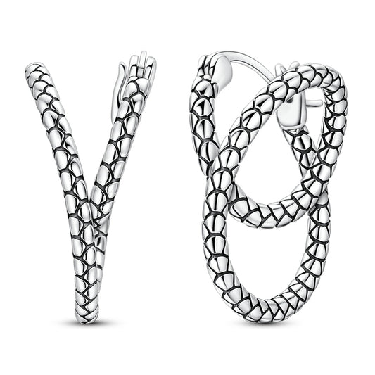 Snake Bone Pattern Curved Earrings