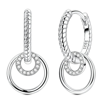 Multi-Circle Snake Bone Pattern Stone Inlaid Earrings