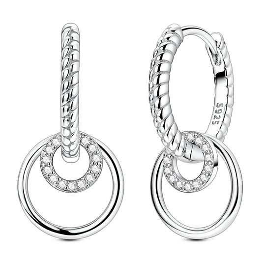 Multi-Circle Snake Bone Pattern Stone Inlaid Earrings