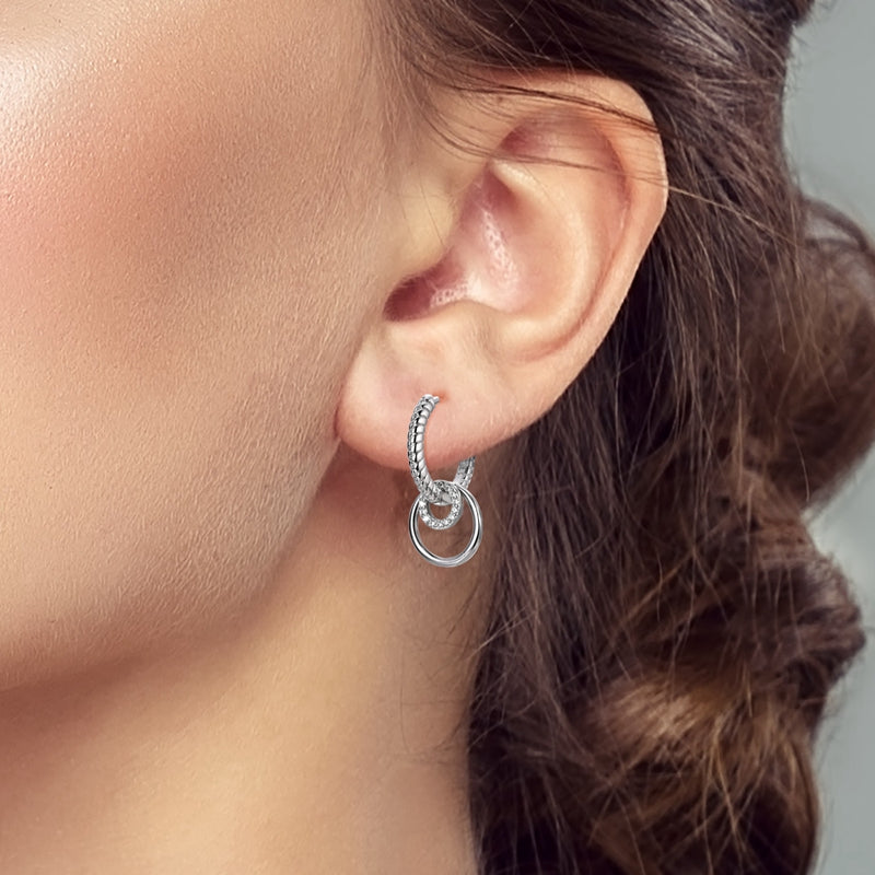Multi-Circle Snake Bone Pattern Stone Inlaid Earrings