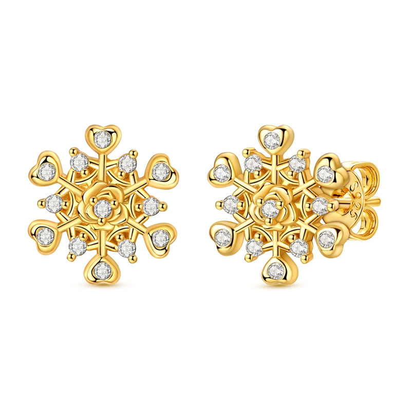 Winter Rose Snowflake Earrings