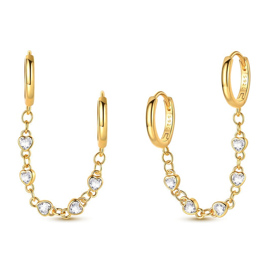 Heart-Shaped Chain Double Earrings