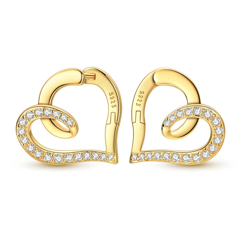 Gold Twist Heart Hoop Earrings