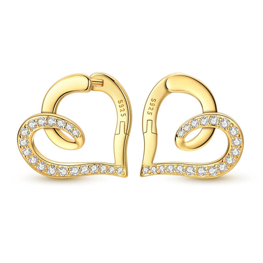 Gold Twist Heart Hoop Earrings