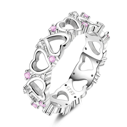 Mother's Day Hollow Heart Stone Inlaid Ring