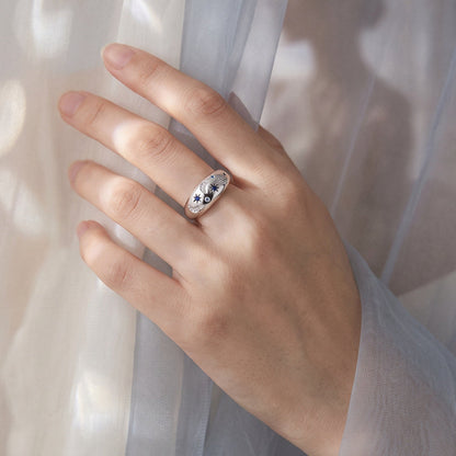Sparkling Starry Night Wide Band Ring