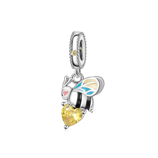 Yellow Heart Bee Charm