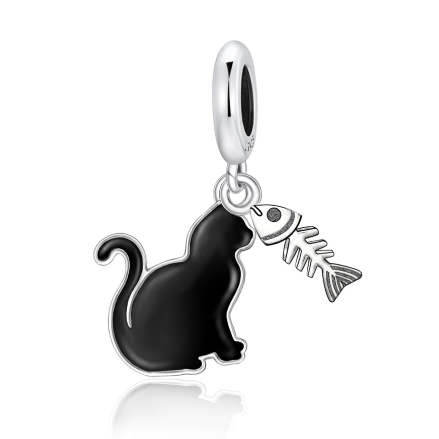 Black Cat Fishbone 2-in-1 Charm