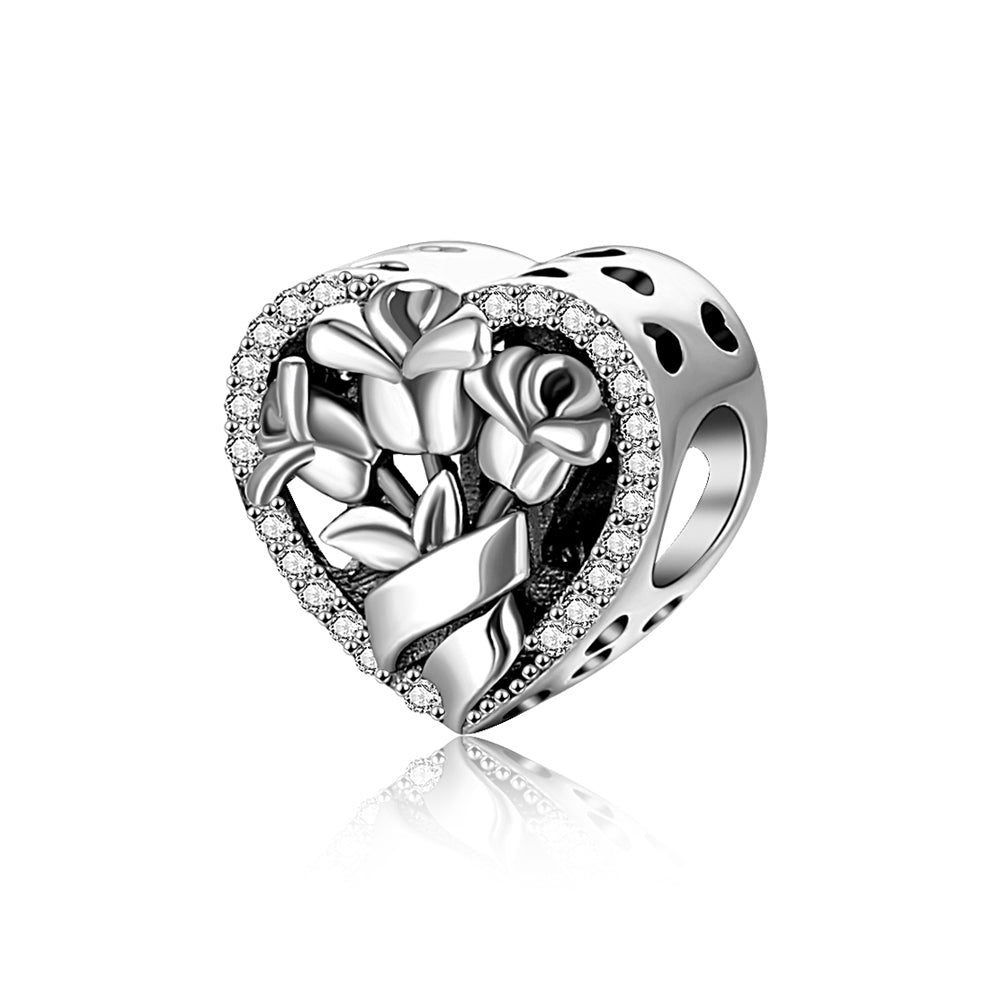 Valentine's Day Flowers and Heart Charm