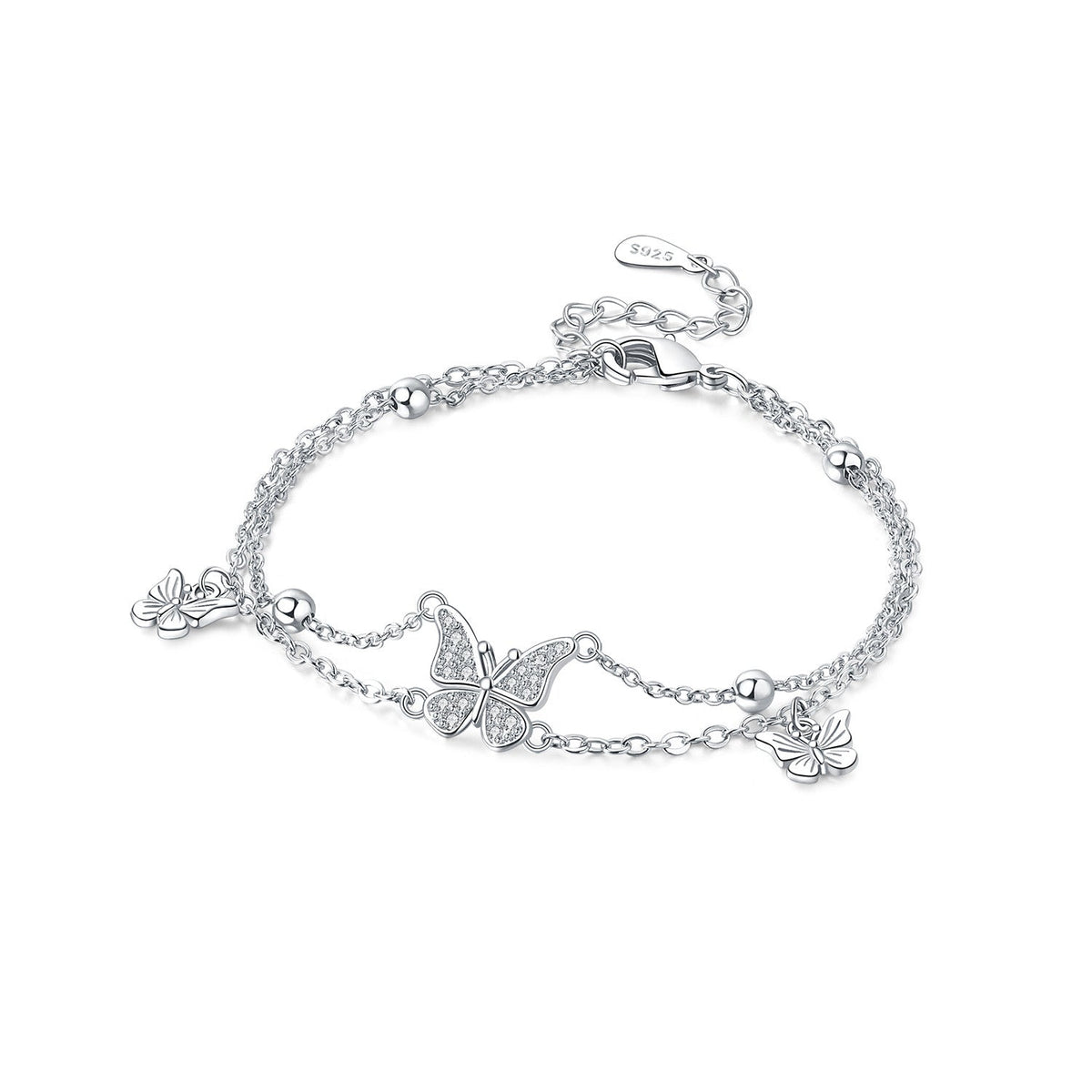Butterfly Double Chain Bracelet
