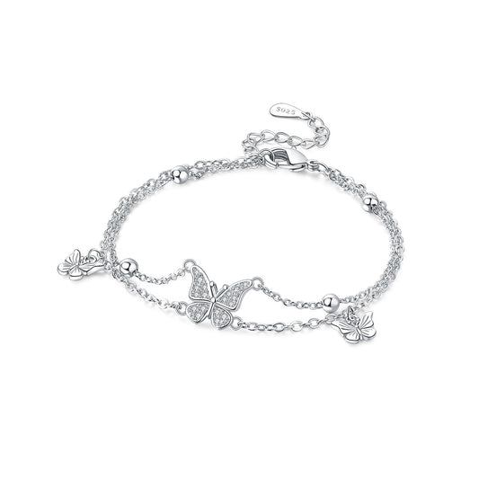 Butterfly Double Chain Bracelet
