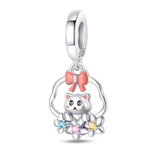 Creative Animal Flower Basket Cat Charm