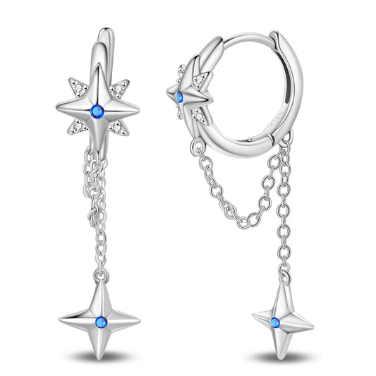 Eight-Pointed Star Tassel Earrings