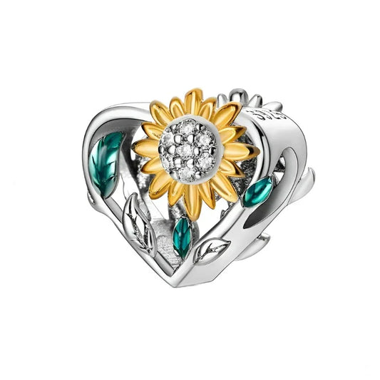 Sunflower Heart Charm