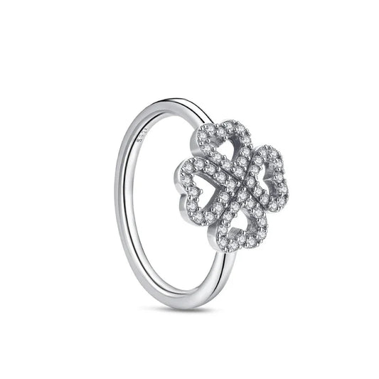 Crystal Clover Sterling Ring