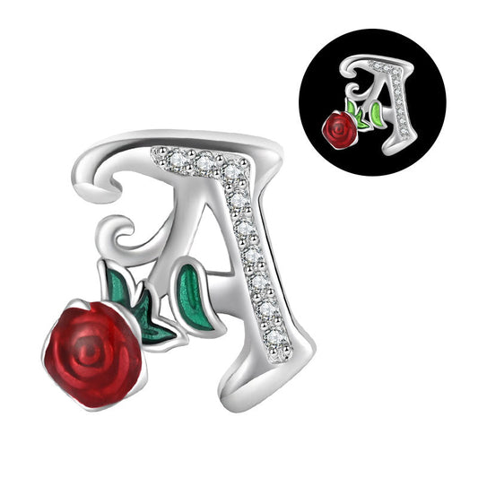 Luminous Rose Letter A Charm