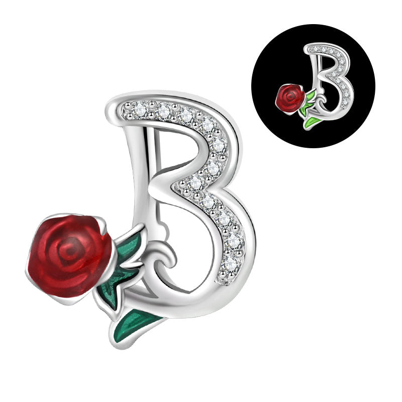 Luminous Rose Letter B Charm