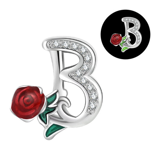 Luminous Rose Letter B Charm