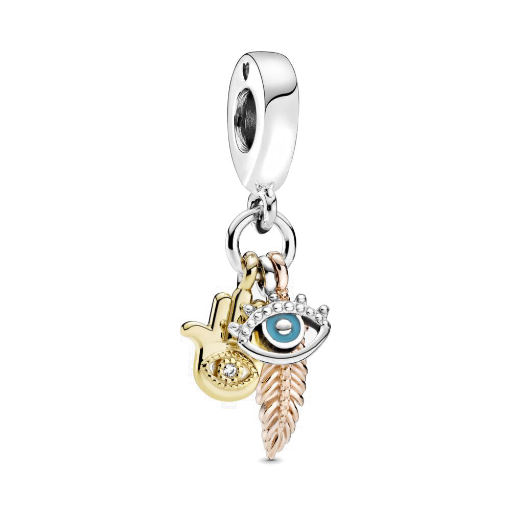Golden Palm and Feathers Charm
