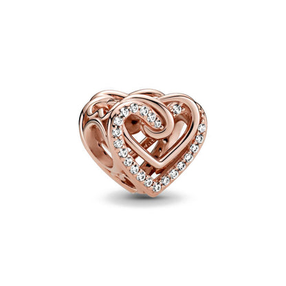 Swirl Diamond Heart Charm - 3 Colors
