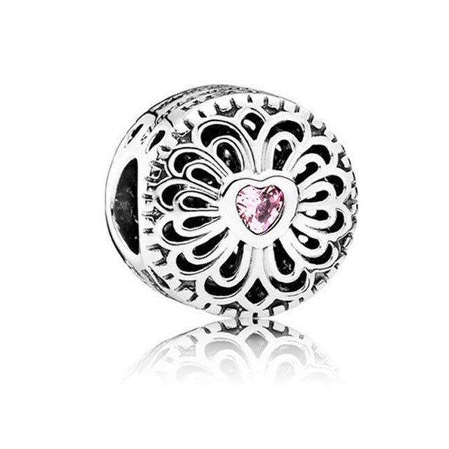 Flower Heart Charm