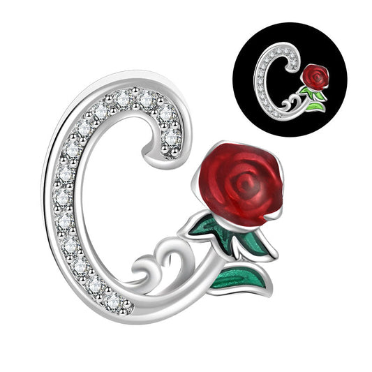 Luminous Rose Letter C Charm