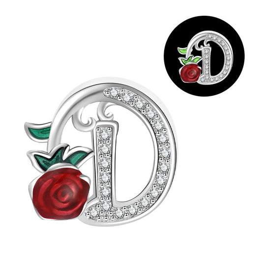 Luminous Rose Letter D Charm