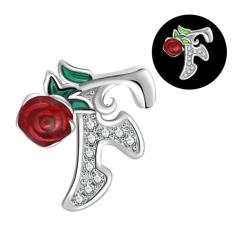 Luminous Rose Letter F Charm