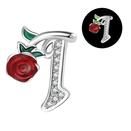 Luminous Rose Letter I Charm
