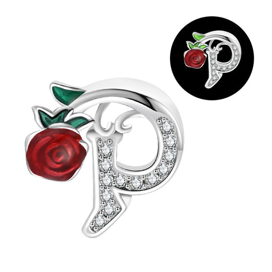 Luminous Rose Letter P Charm
