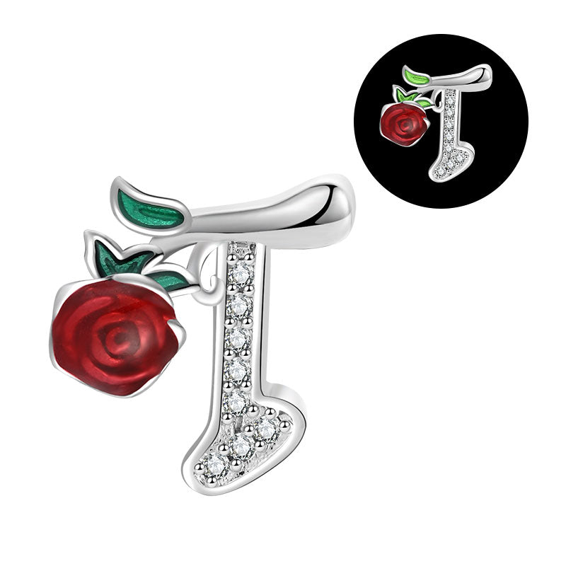 Luminous Rose Letter T Charm