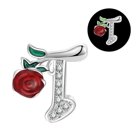Luminous Rose Letter T Charm